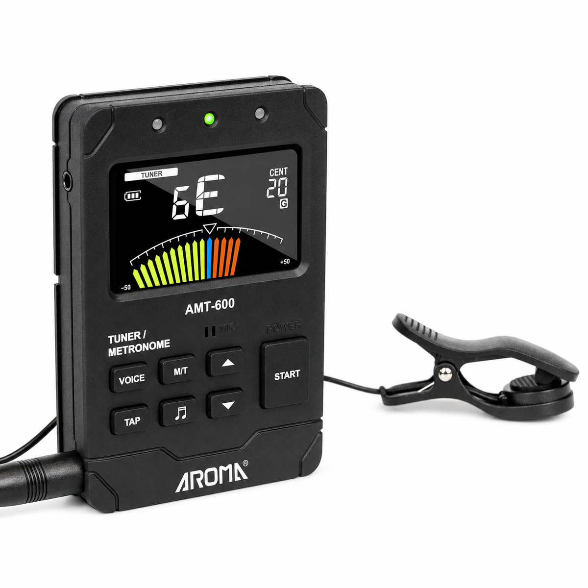 Aroma metrónomo 3 en 1 AMT600 con afinador y generador de tonos.