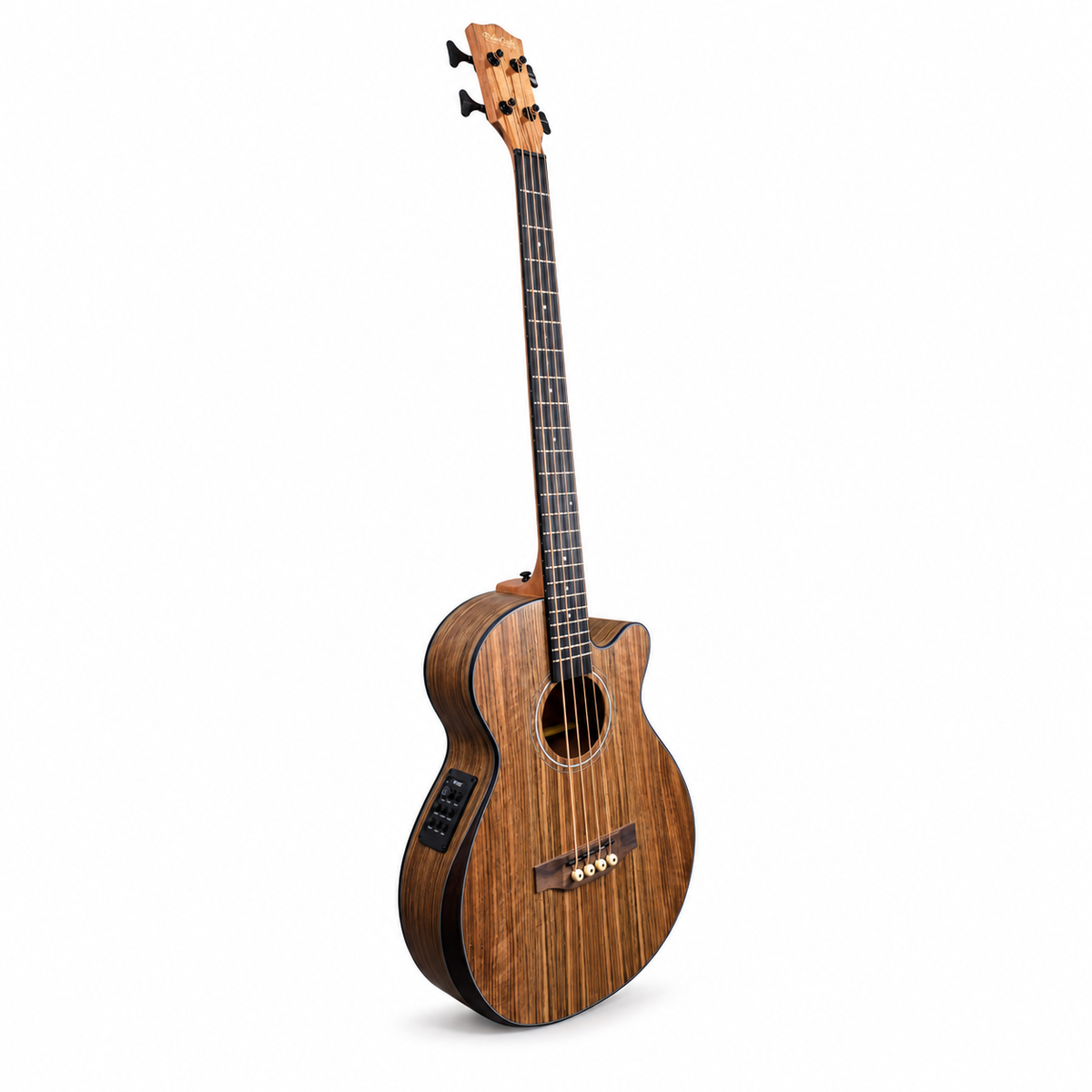 Musicartney bajo electroacústico MBA-4-KOA 4 cuerdas madera Koa con funda.
