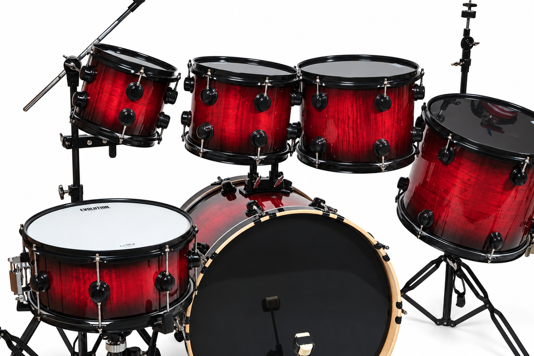 Evolution Batería Pantera de 6 piezas rojo sombreado con aros negros