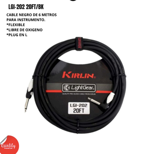 KIRLIN | CABLE NEGRO LISO FLEXIBLE DE 6 METROS