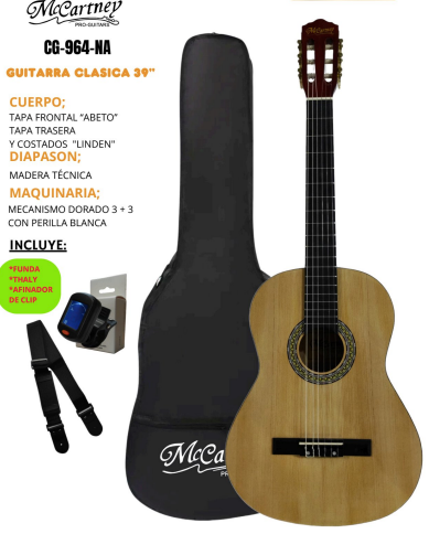 MCCARTNEY | GUITARRA CLASICA 39" COLOR NATURAL