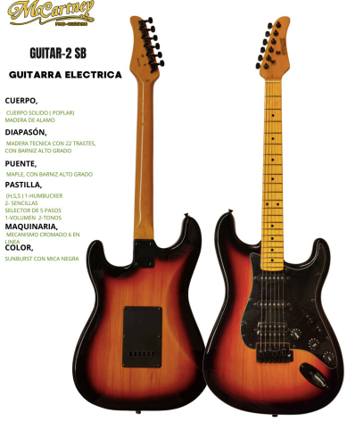 MCCARTNEY | GUITARRA ELECTRICA COLOR SUNBURST EST SSH