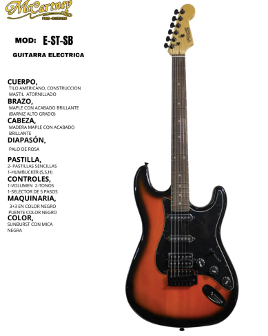 GUITARRA ELÉCTRICA TIPO E-ST SUNBURST