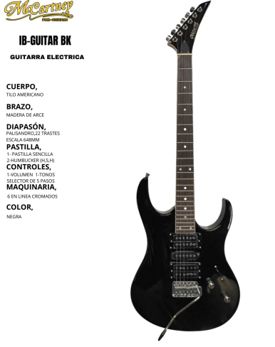 MCCARTNEY | GUITARRA ELECTRICA TIPO E-IB NEGRO