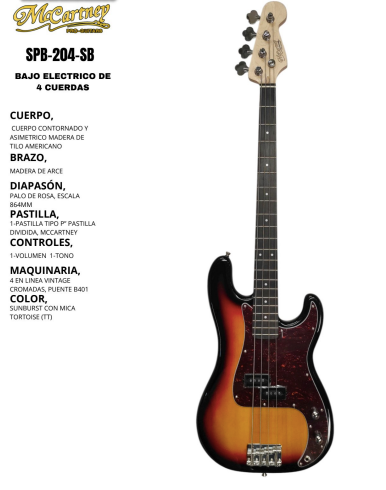 MCCARTNEY | BAJO DE 4 CUERDA COLOR SUNBURST