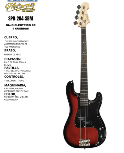 MCCARTNEY | BAJO DE 4 CUERDAS COLOR: SUN BURST MATE