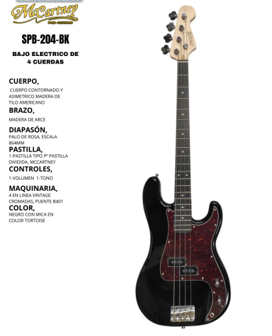 MCCARTNEY | BAJO ELECTRICO 4 CDAS COLOR NEGRO