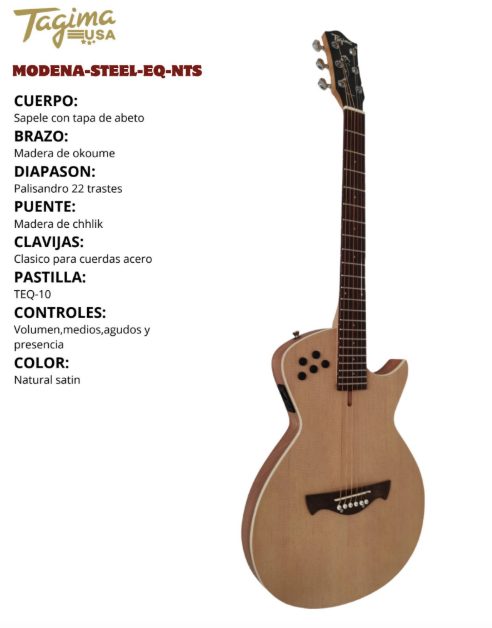 TAGIMA | GUITARRA ELECTROACÚSTICA MODENA ACERO