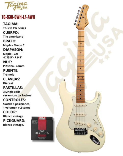 TAGIMA | GUITARRA ELECTRICA TIPO ST, COLOR ROJO METALICO