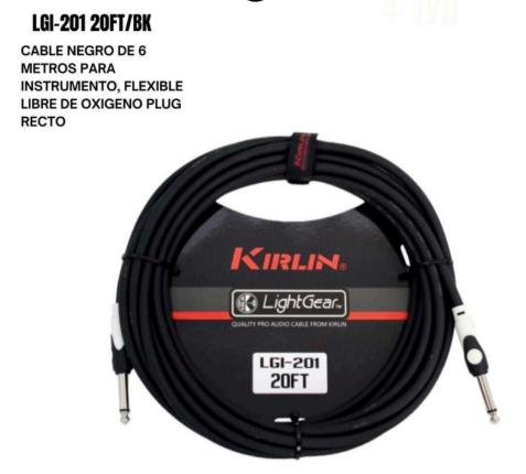 KIRLIN | CABLE NEGRO LISO FLEXIBLE DE 6 METROS PLUG