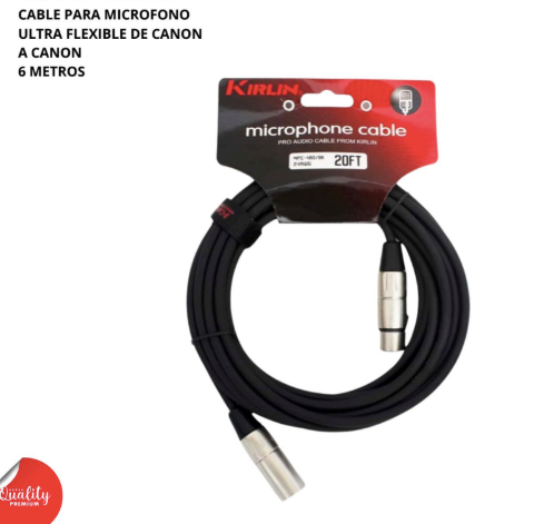 KIRLIN | CABLE NEGRO LISO PARA MICROFONO, CANON MACHO A CANON HEMBRA