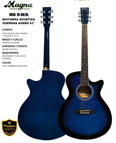 MAGNA | GUITARRA ACUSTICA CON CUTAWAY DE 41" COLOR AZUL