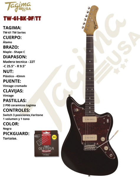 TAGIMA | GUITARRA ELECTRICA COLOR NEGRO MICA VINO