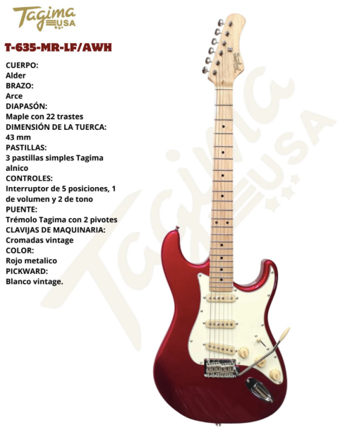 TAGIMA | GUITARRA ELÉCTRICA CUERPO ALDER COLOR ROJO