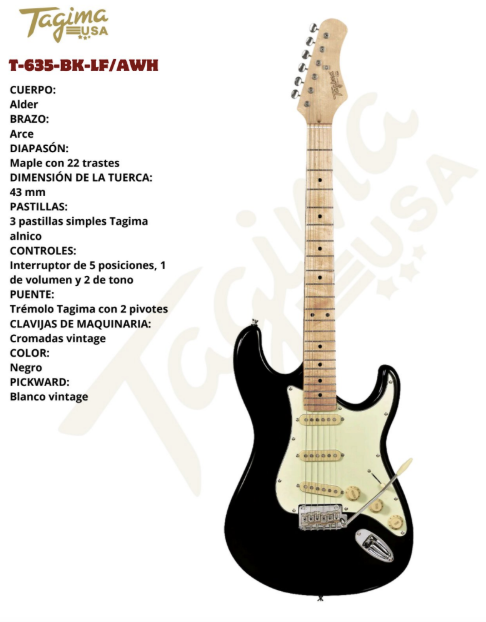 TAGIMA | GUITARRA ELÉCTRICA CUERPO ALDER COLOR NEGRO