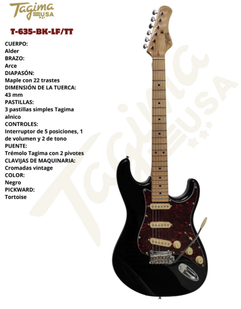 TAGIMA | GUITARRA ELÉCTRICA CUERPO ALDER COLOR NEGRO