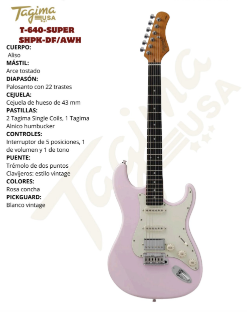 TAGIMA | GUITARRA TIPO ST COLOR ROSA CORAL