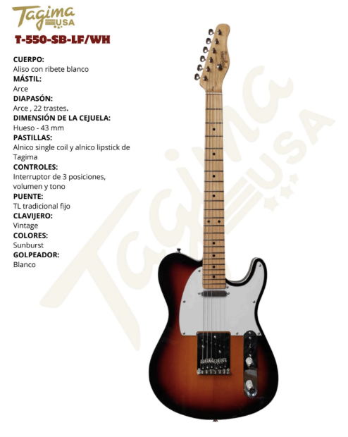 TAGIMA | GUITARRA TAGIMA ELECTRICA COLOR SUNBURST