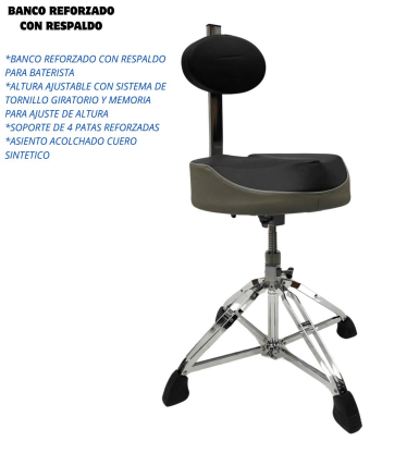 EVOLUTION | BANCO PARA BATERISTA,REFORZADO DE 4 PATAS