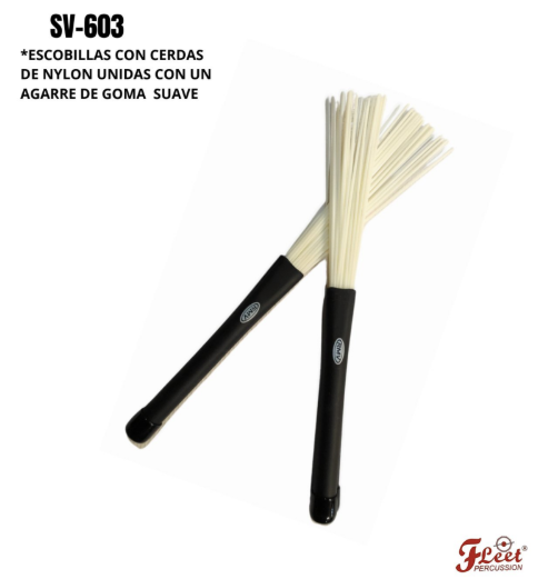 FLEET MUSIC | ESCOBILLAS DE NYLON,CERDAS UNIDAS CON UN AGARRE DE GOMA SUAVE