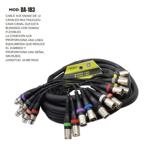SOUNDKING | Snake 12 Canales XLR CABLES MACHO - HEMBRA MULTI NUCLEO 10 MM