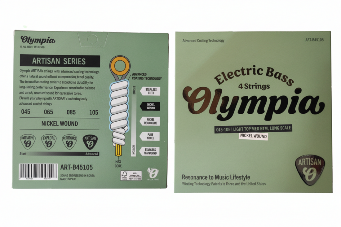 OLYMPIA | CUERDAS PARA BAJO ELECTRICO , ARTISAN COATED, NICKEL WOUND, 045-105