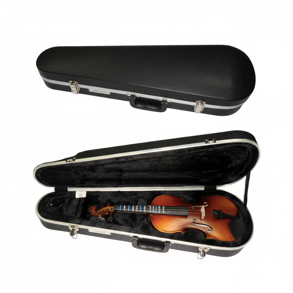 MUSICARTNEY | ESTUCHE RÍGIDO DE LUJO PARA VIOLÍN DE 4/4, COLOR NEGRO/GRIS (EN FORMA TRADICIONAL). MATERIAL ABS V/A-CASE.