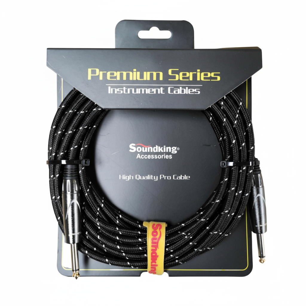SOUNDKING | CABLE FORRADO CON TELA COLOR NEGRO PARA INSTRUMENTO (PLUG A PLUG) 3MTS
