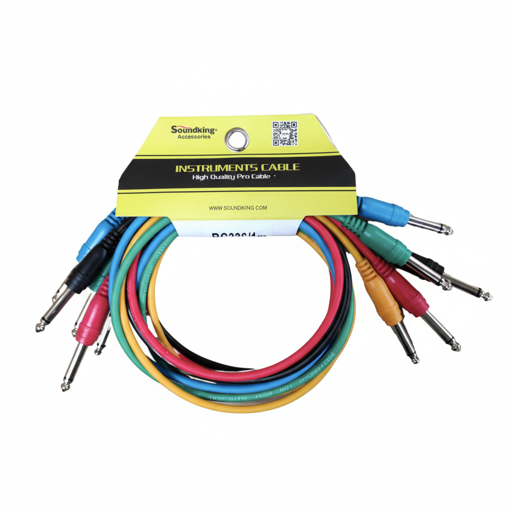 SOUNDKING | JUEGO DE 5 CABLES DE COLORES PARA PARCHEO DE 1 MT. PLUG A PLUG 6.3MM