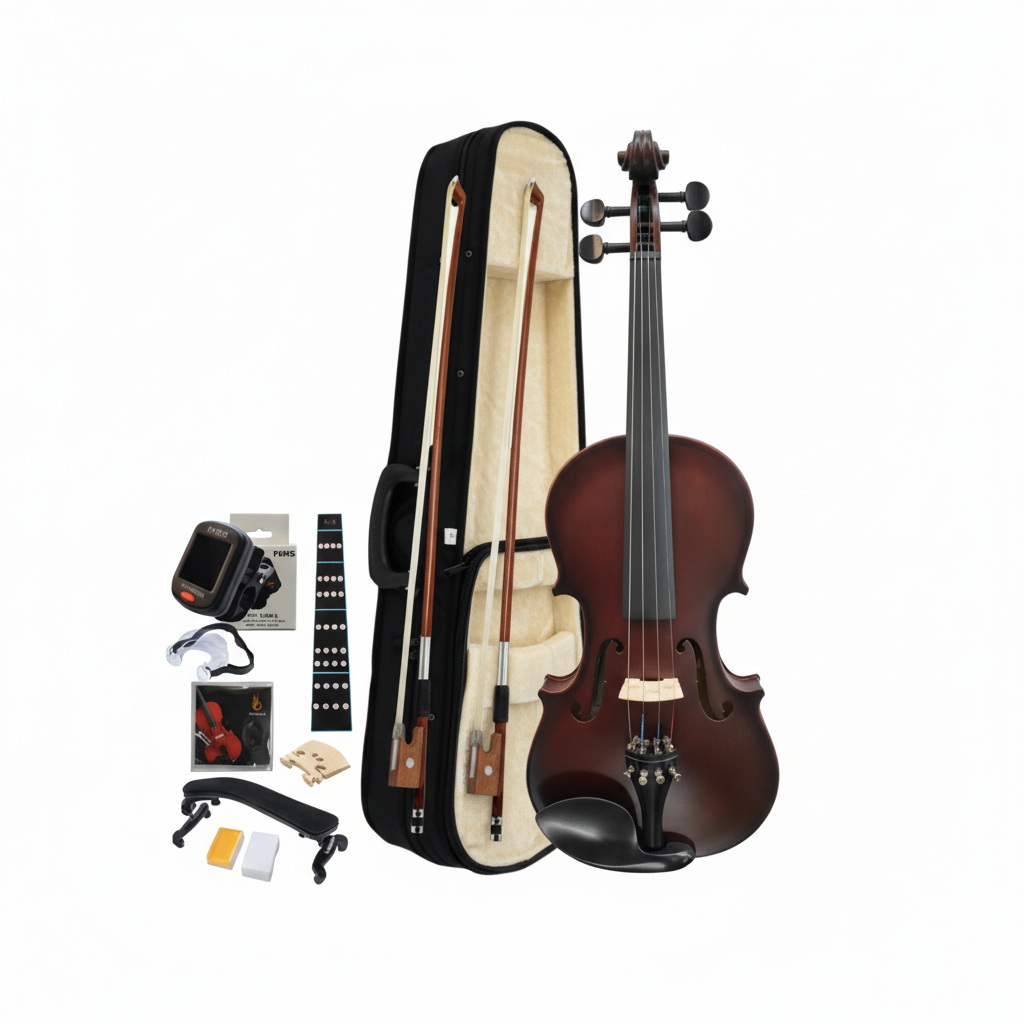 PARIS | VIOLÍN 4/4 TERMINADO MATE RETRO, TAPA Y FONDO DE MADERA MACIZA, CUATRO AFINADORES PLATEADOS CON PARTES DE ÉBANO