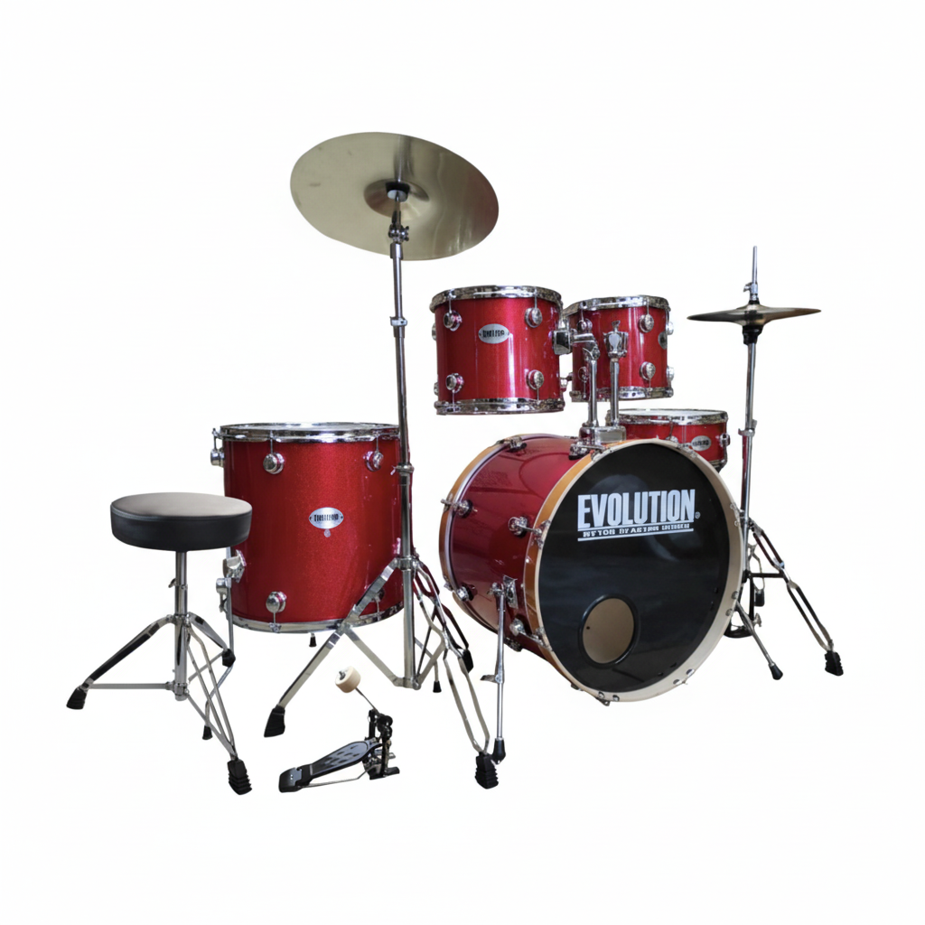 EVOLUTION | BATERIA NYTRO X FACTOR CON PLATILLOS, COLOR PLATA CON RAYAS