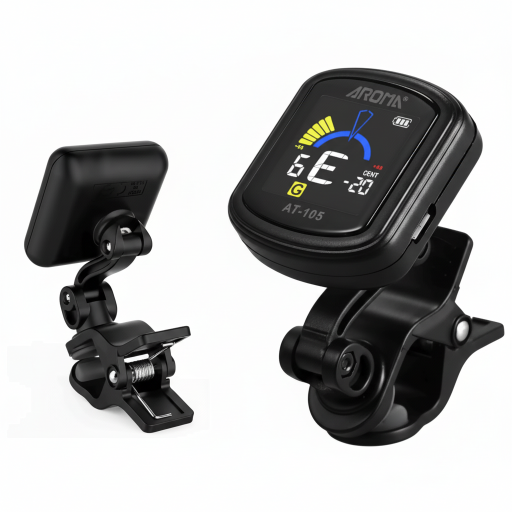 AROMA | AFINADOR CROMÁTICO RECARGABLE USB CON CLIP,PANTALLA A COLOR. IDEAL PARA GUITARRA, BAJO, UKELELE Y VIOLÍN.