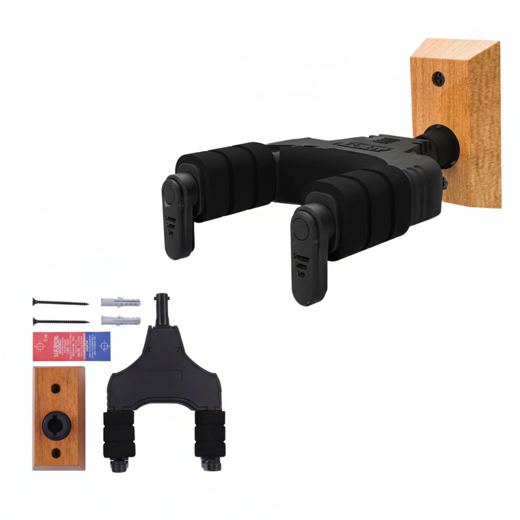 AROMA | COLGADOR DE GUITARRA AROMA AH-89W CON MECANISMO DE BLOQUEO AUTOMÁTICO
