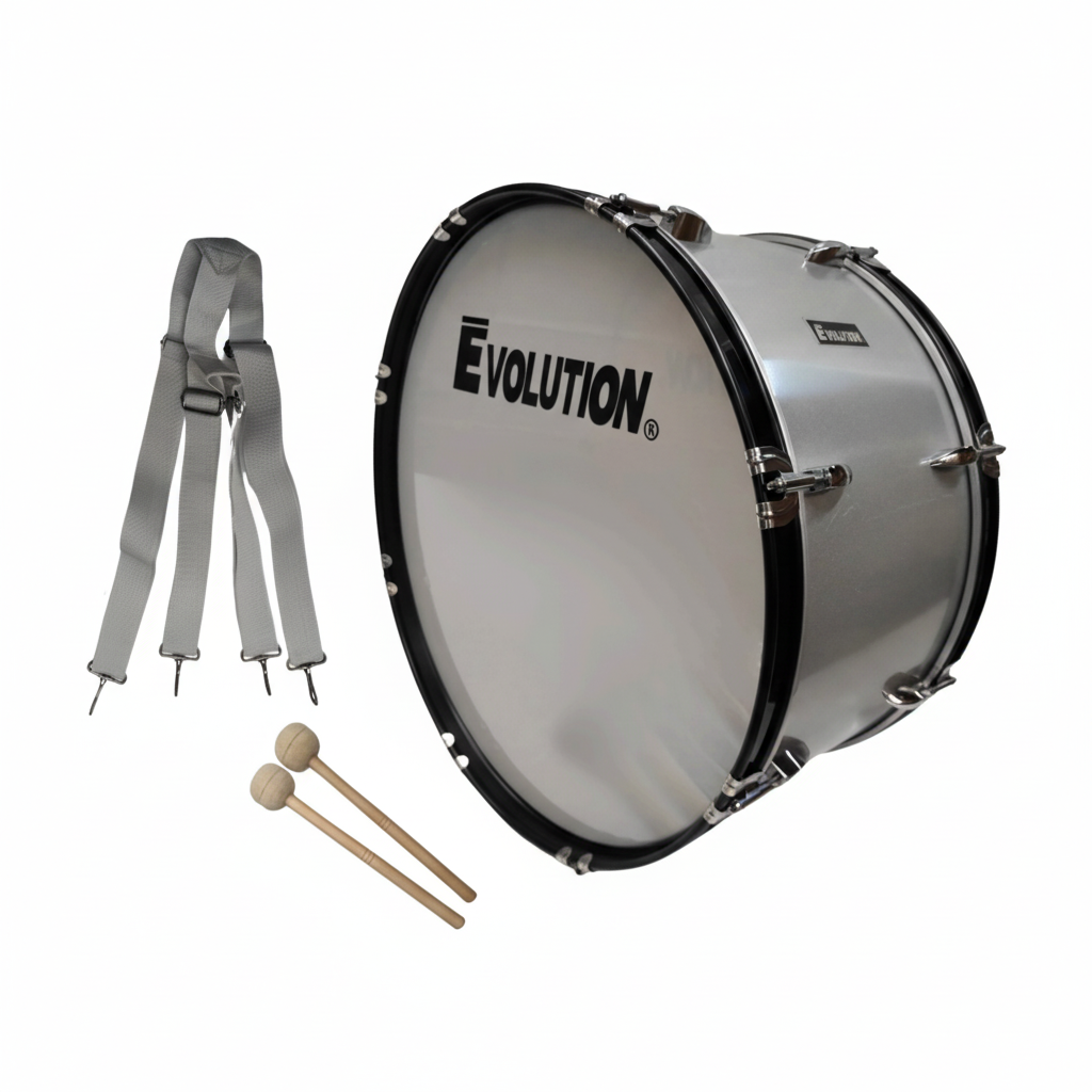 EVOLUTION | TAMBORA DE 24" × 12" CARCASA DE ALUMINIO, PARA MARCHA (INCLUYE 2 MAZOS Y ARNES)