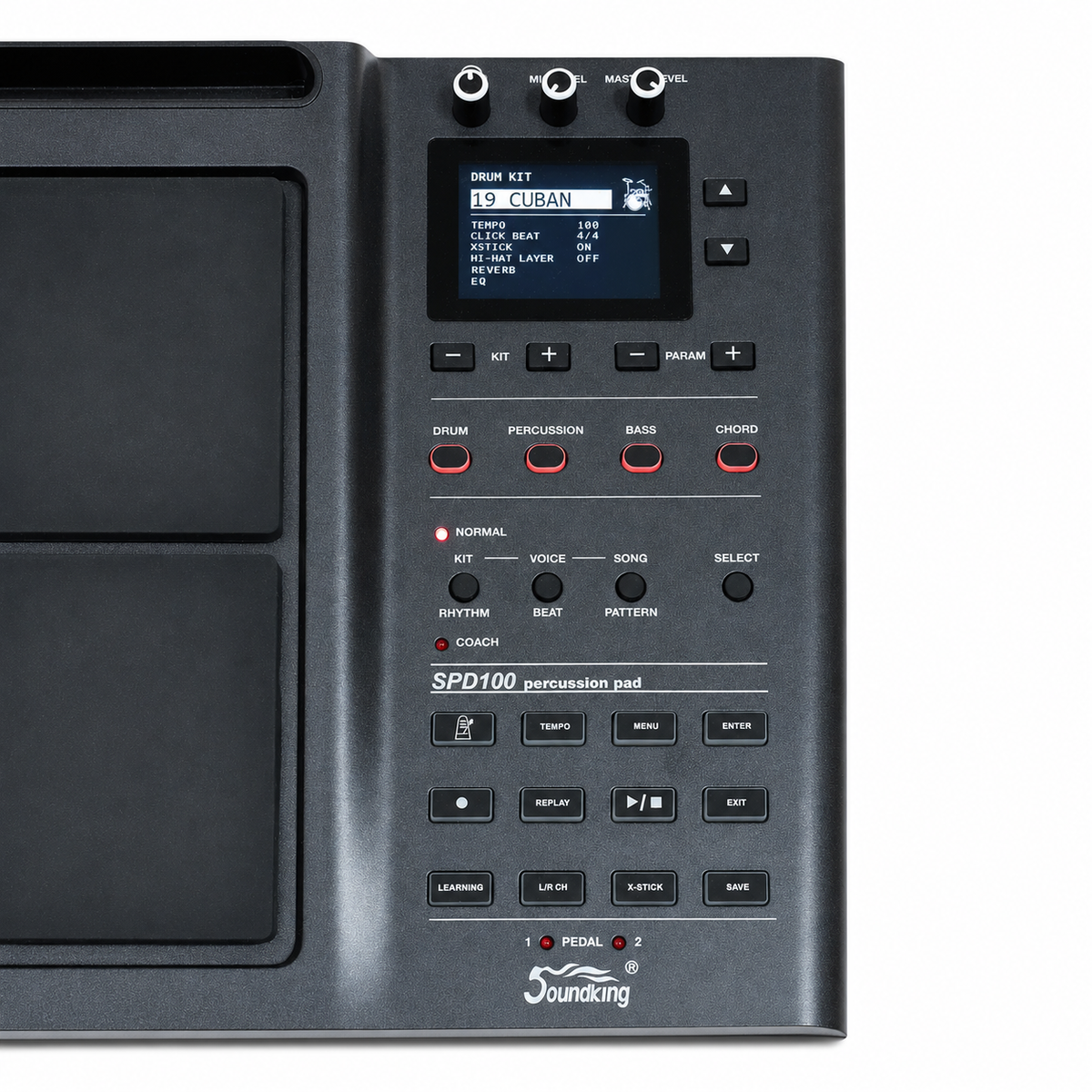 Soundking SPD100 – Pad de Percusión Electrónica con Base, Funda y Pedales