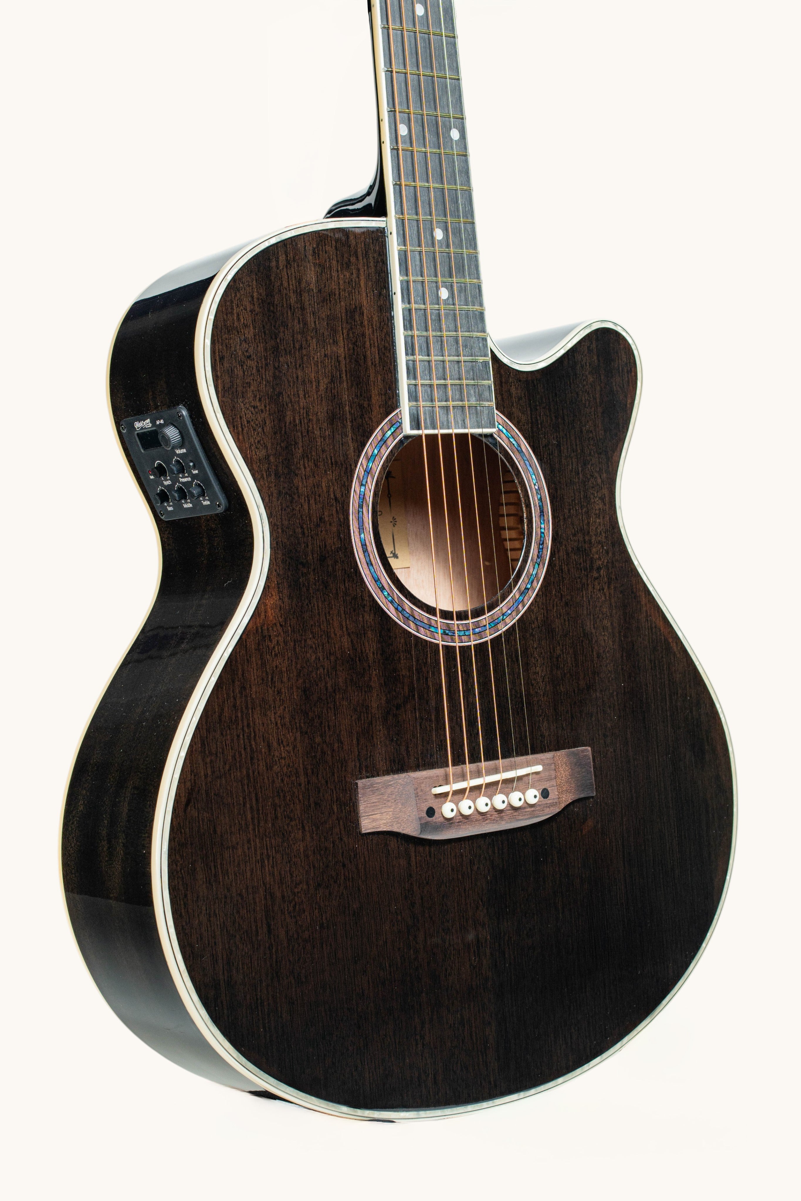 MUSICARTNEY | GUITARRA ELECTROACUSTICA CUERPO SLIM COLOR CAOBA QA71