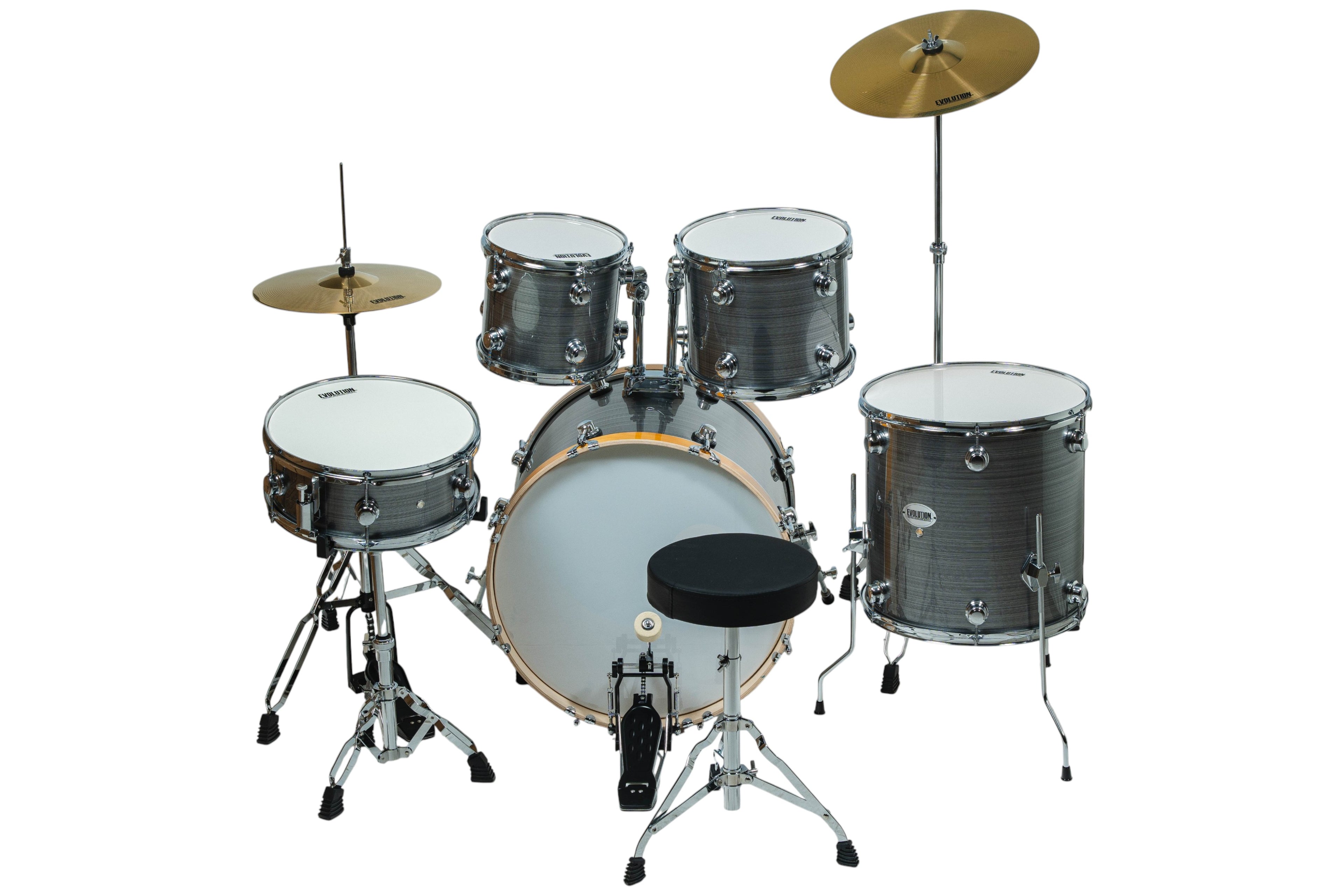 EVOLUTION | BATERIA NYTRO X FACTOR CON PLATILLOS, COLO PLATA CON RAYAS