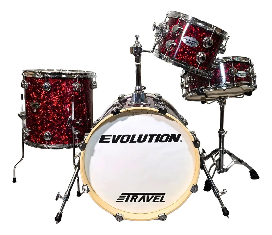 EVOLUTION | BATERÍA EVOLUTION TRAVEL FABRICADA EN MADERA DE ARCE COLOR ROJO PERLADO.