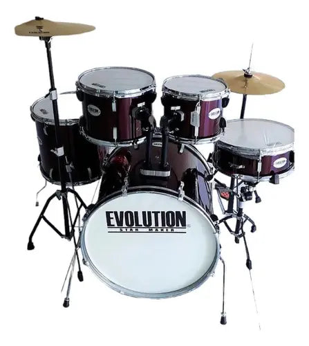 EVOLUTION | BATERÍA EVOLUTION STARMAKER FABRICADA EN MADERA DE ARCE COLOR VINO.