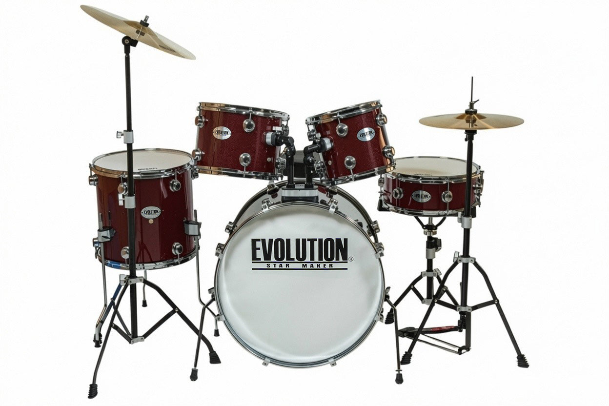 EVOLUTION | BATERÍA EVOLUTION STARMAKER FABRICADA EN MADERA DE ARCE COLOR VINO.
