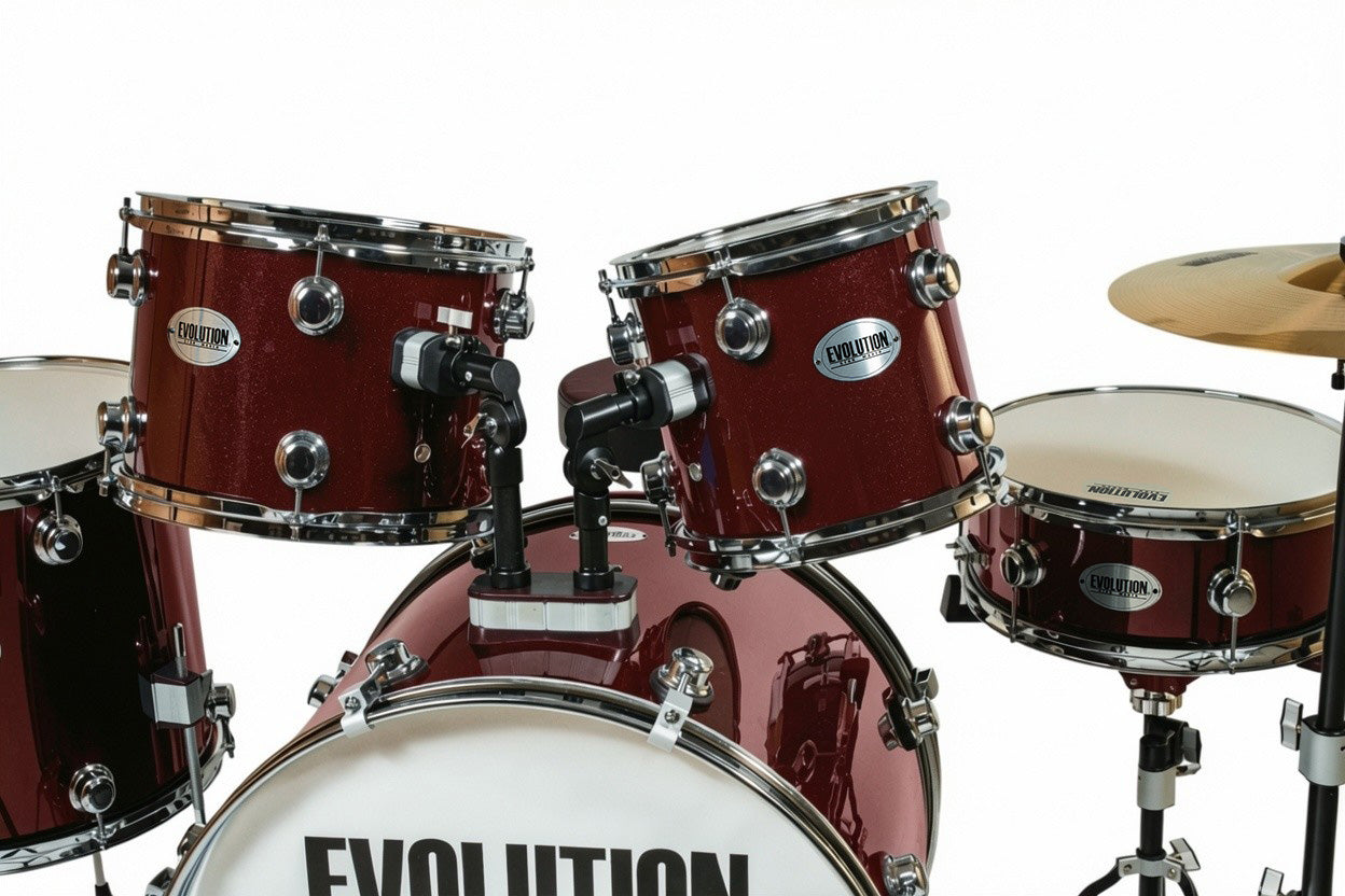 EVOLUTION | BATERÍA EVOLUTION STARMAKER FABRICADA EN MADERA DE ARCE COLOR VINO.