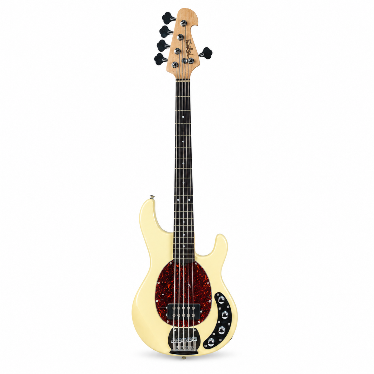 Tagima bajo eléctrico activo TBM 5 de 5 cuerdas Olympic White con mica tortoise.