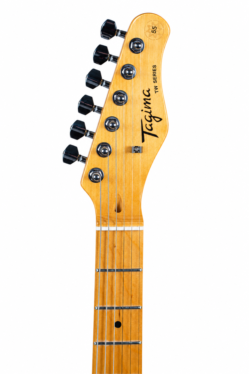 Tagima Guitarra eléctrica TW-55 de 6 cuerdas Butterscotch Bonde con mica negra