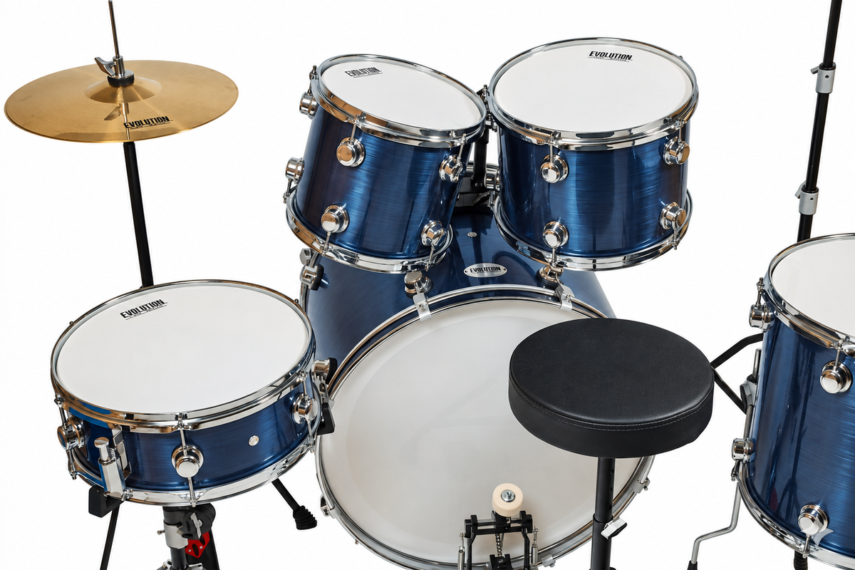 Evolution batería acústica Starmaker 5 piezas hardware y platillos color azul metálico