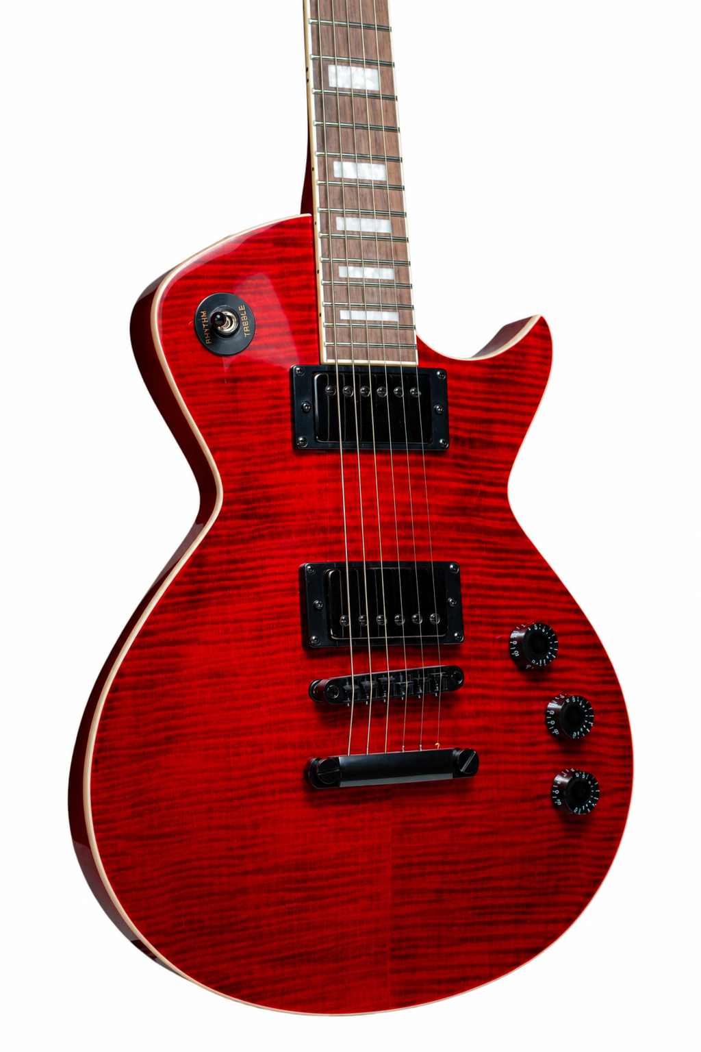 Tagima Guitarra eléctrica tipo LP Almach de 6 cuerdas Transparent Red