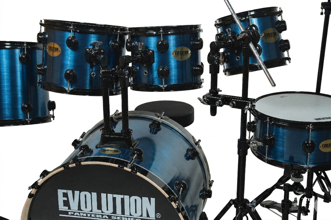 EVOLUTION | BATERÍA PANTERA 6 PIEZAS COLOR AZUL ARO NEGRO