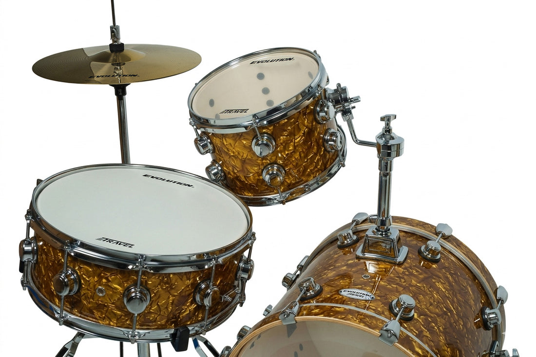 EVOLUTION | BATERIA 4 PZAS BRONCE CON BRILLOS 10X8 ( TRAVEL )