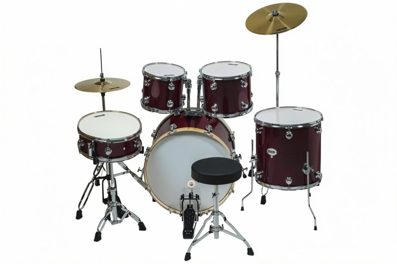 EVOLUTION | BATERIA NYTRO X FACTOR CON PLATILLOS, COLOR VINO