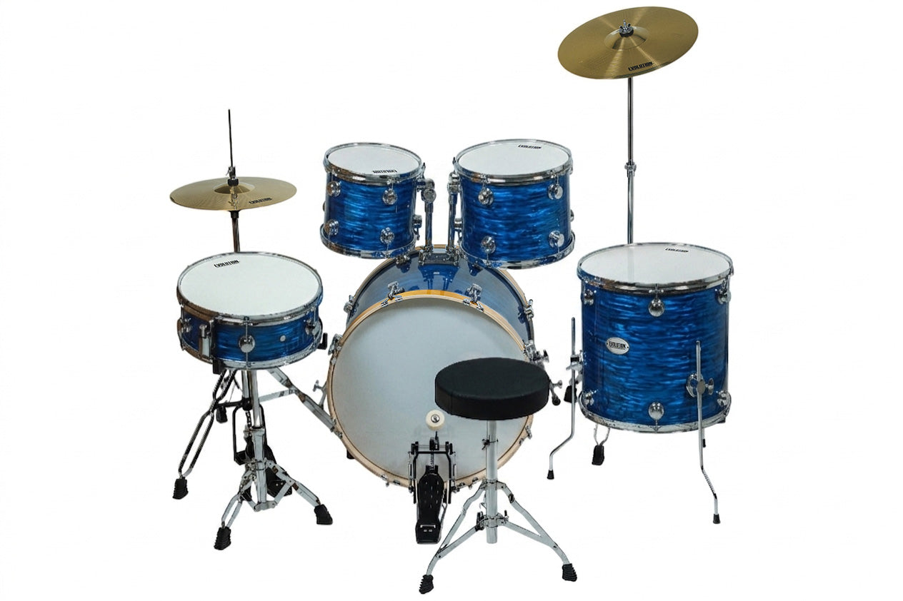 EVOLUTION | BATERIA NYTRO X FACTOR 5 PZAS. 10\" 12\" 14\" 16\" 22\" (AROS DE MADERA 22\") COLOR STRATA BLUE.