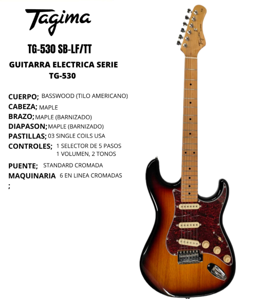 TAGIMA | GUITARRA ELECTRICA TIPO ST,COLOR SOMBREADO CON MICA VINO